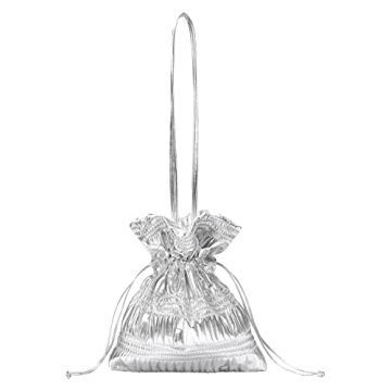 KWANI Crinkle PU Leather Handbag in Silvery Silver