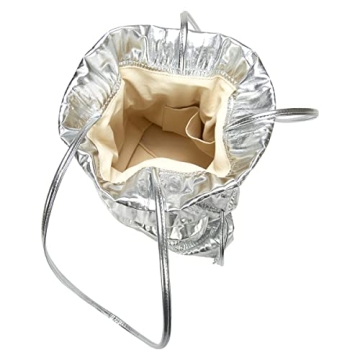 KWANI Crinkle PU Leather Handbag in Silvery Silver