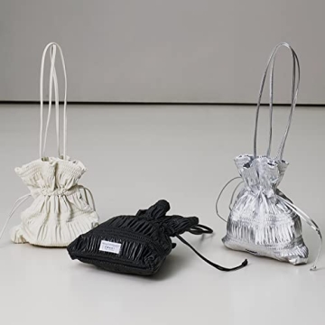 KWANI Crinkle PU Leather Handbag in Silvery Silver