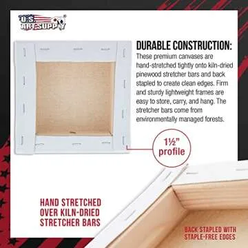 U.S. Art Supply Square Stretched Canvas for Painting 6x6 inch Gallery Depth 1-1/2" Thick, 5-Pack - 12oz Acrylic Gesso Triple Primed, Professional Artist Quality, 100% Cotton - Pouring, Oil Paint