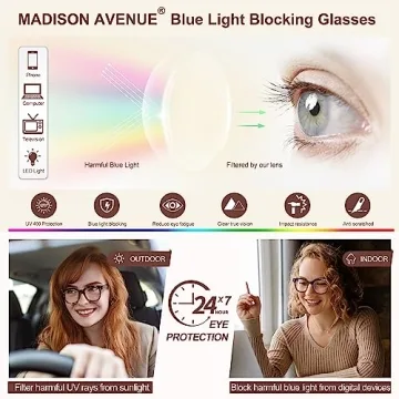 Chic Madison Avenue Blue Light Glasses with UV Protection