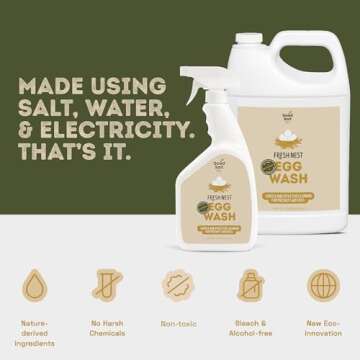 Fresh Nest Egg Wash - ALL NATURAL Egg Cleaner for Fresh Eggs Daily - Gentle Spray-On Solution with 2 Simple Ingredients - Easy-to-Use Cleaner for Safely Washing Farm-Fresh Eggs, 1 Gallon