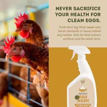 Fresh Nest Egg Wash - ALL NATURAL Egg Cleaner for Fresh Eggs Daily - Gentle Spray-On Solution with 2 Simple Ingredients - Easy-to-Use Cleaner for Safely Washing Farm-Fresh Eggs, 1 Gallon