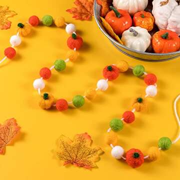 CINPIUK Colorful Felt Pumpkin Garland for Autumn Decor