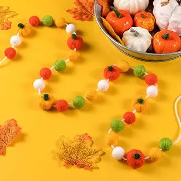 CINPIUK Colorful Felt Pumpkin Garland for Autumn Decor