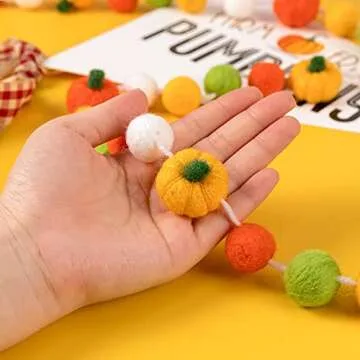 CINPIUK Colorful Felt Pumpkin Garland for Autumn Decor