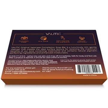 VALITIC Kojic Acid Soap for Hyperpigmentation - with Glutathione, Collagen & Vitamin C - Natural Soap Bars with Turmeric - Original Japanese Complex for Dark Spot Correction - 4 Pack