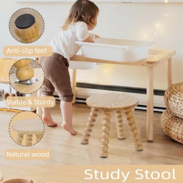 HuiDao Solid Wooden Step Stool - Sturdy Versatile Foot Stool