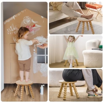 HuiDao Solid Wooden Step Stool - Sturdy Versatile Foot Stool