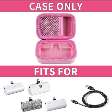 Portable Charger Power Bank Case for Various Mini Chargers - Bag Only (Pink)