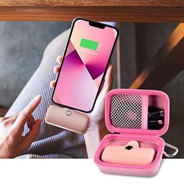 Portable Charger Case for iWALK and More - Pink Carry Bag