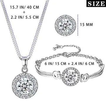 Pinra Jewellery Sets for Women Cubic Zirconia Necklace Earring Sets Bling Rhinestone Bridesmaid Jewelry Set Silvers