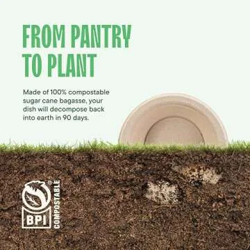Paper Bowls, 100% Compostable Disposable Soup Bowl [125-Pack] - {PFAS-Free} - {BPI Certified} - [16 oz] Heavy Duty, Eco-Friendly, Biodegradable Bagasse Hot Food Plates and Bowls - Natural Brown