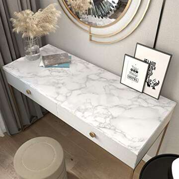 LACHEERY 36"x160" Grey Marble Contact Paper for Countertops Waterproof 36 Inch White Marble Peel and Stick Wallpaper Matte Marble Sticker Countertop Contact Paper 36 Inch Wide for Kitchen Desk Walls