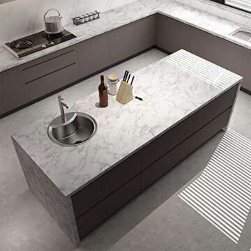 LACHEERY 36"x160" Grey Marble Contact Paper for Countertops Waterproof 36 Inch White Marble Peel and Stick Wallpaper Matte Marble Sticker Countertop Contact Paper 36 Inch Wide for Kitchen Desk Walls