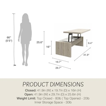 Mr. Kate Winston Lift Top Coffee Table in Light Walnut