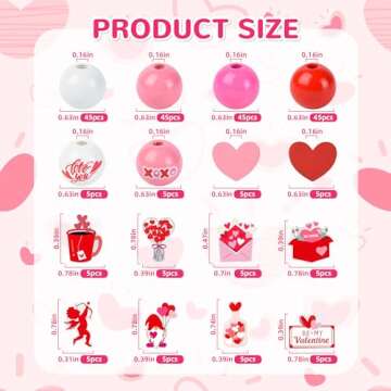 240 Pieces Valentine's Day Wood Beads Heart Sweet Wooden Beads Red White 16mm Craft Beads Rustic Natural Colored Bubblegum Charm Bead for Jewelry Making DIY Project Home Decor