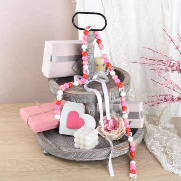 240 Pieces Valentine's Day Wood Beads Heart Sweet Wooden Beads Red White 16mm Craft Beads Rustic Natural Colored Bubblegum Charm Bead for Jewelry Making DIY Project Home Decor