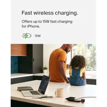 Belkin 3-in-1 MagSafe-Compatible Wireless Charging Pad with Qi2 15W - iPhone Charger - Fast Charging...