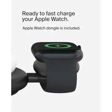 Belkin 3-in-1 MagSafe-Compatible Wireless Charging Pad with Qi2 15W - iPhone Charger - Fast Charging Wireless Charging Station for iPhone 16, 15, & 14 Series, AirPods, Apple Watch, & More - Black