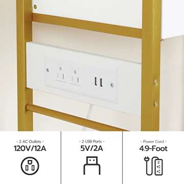 Versatile HOOBRO 5-Tier Bookshelf with Charging Station