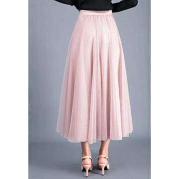 FEOYA Women's Elegant Tulle Maxi Skirt for Parties