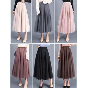 FEOYA Women's Elegant Tulle Maxi Skirt for Parties