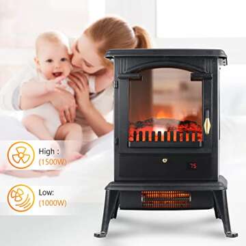 VOLTORB Freestanding Portable Electric Fireplace Heater Stove w/Remote Control