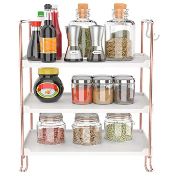 Elegant 3-Tier Stackable Organizer Shelf in Rose Gold
