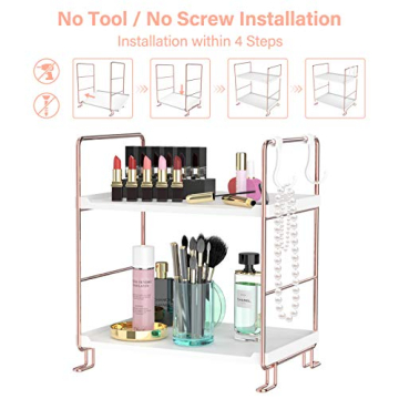 Elegant 3-Tier Stackable Organizer Shelf in Rose Gold