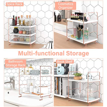 Elegant 3-Tier Stackable Organizer Shelf in Rose Gold