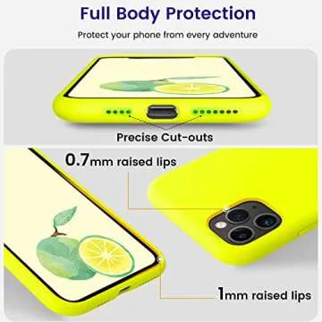 OTOFLY Compatible with iPhone 11 Pro Max Case,Ultra Slim Fit iPhone Case Liquid Silicone Gel Cover with Full Body Protection Anti-Scratch Shockproof Case (Fluorescent Yellow)
