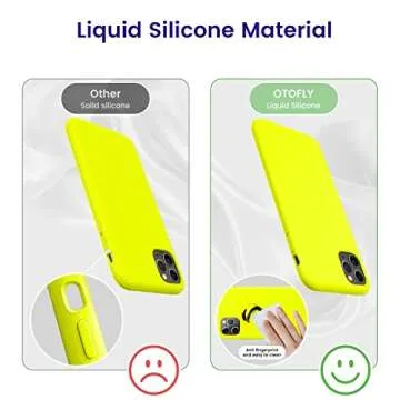 OTOFLY Compatible with iPhone 11 Pro Max Case,Ultra Slim Fit iPhone Case Liquid Silicone Gel Cover with Full Body Protection Anti-Scratch Shockproof Case (Fluorescent Yellow)