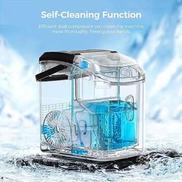 Nugget Ice Maker Countertop with Self-Cleaning Function, Sonic Ice Machine with Handle, Compact Design for Home Use(Black)