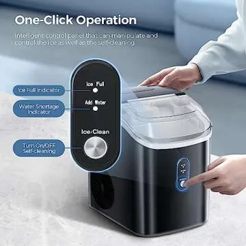 Crzoe Nugget Ice Maker - Compact & Self-Cleaning Design