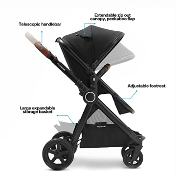 Mompush Ultimate2 Stroller with Removable Bassinet & Reversible Seat