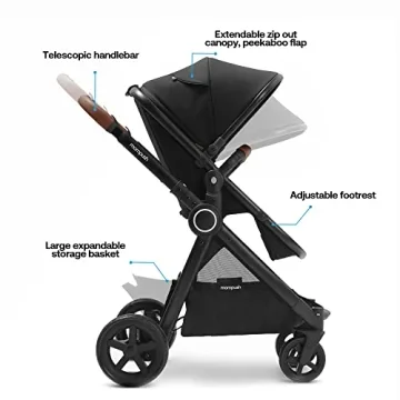 Mompush Ultimate2 Stroller with Removable Bassinet & Reversible Seat
