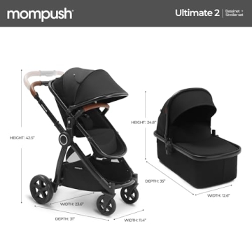 Mompush Ultimate2 Stroller with Removable Bassinet & Reversible Seat
