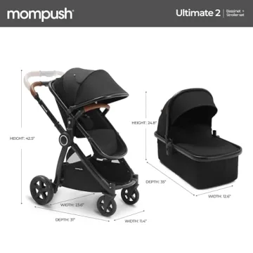 Mompush Ultimate2 Stroller with Removable Bassinet & Reversible Seat
