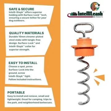 IntelliLeash Intelli-Stayk Stake with Surface-Lock Technology