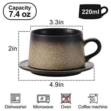 Focraemug 7.4 Oz Coffee and Tea Cup Set - Elegant & Functional Gift