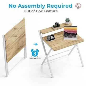 GreenForest Folding Desk - Space Saving & No Assembly