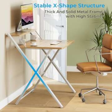 GreenForest Folding Desk - Space Saving & No Assembly