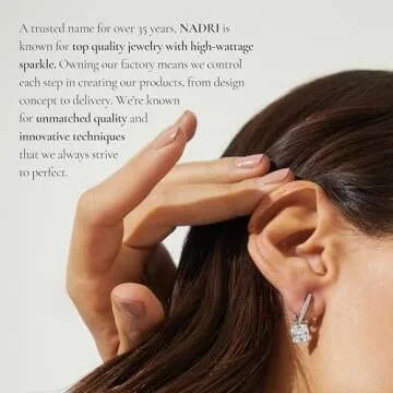 Nadri Leverback Earrings for Women - 18k-Gold-Plated Clip Earrings for Women - Cushion Cut Cubic Zirconia Stones - Hypoallergenic Jewelry - Christmas Gifts