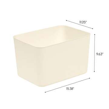 IRIS USA Plastic Basket Bin & Lid, Large, 4-Pack, Stackable Lidded Storage Organizer Bins for-Kitche...