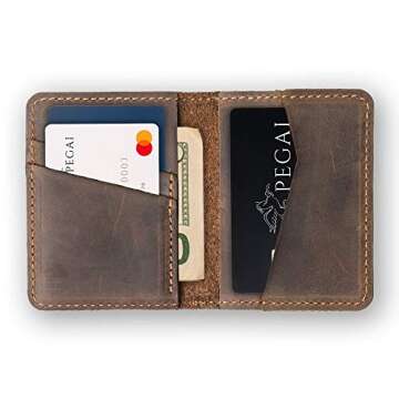 PEGAI Personalized 100% Leather Bifold Wallet for Men with Credit Card Holder | Minimalist Wallet fo...