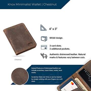 PEGAI Personalized 100% Leather Bifold Wallet for Men with Credit Card Holder | Minimalist Wallet for Men, Handmade Slim Wallet, Great as a Fathers Day Gifts | Knox (Chestnut)