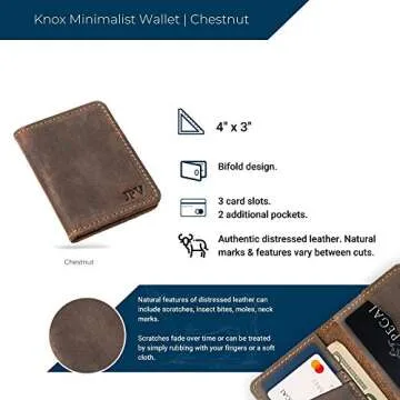 PEGAI Personalized 100% Leather Bifold Wallet for Men with Credit Card Holder | Minimalist Wallet for Men, Handmade Slim Wallet, Great as a Fathers Day Gifts | Knox (Chestnut)