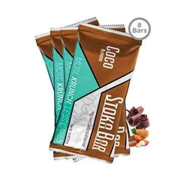 Stoka Coco Almond Keto Krunch Bar | All Natural- Low Carb Energy Bar | 4g Net Carbs | 9g Protein| Low Carb| High Protein | Keto Friendly | Packaging May Vary | 8 Bars