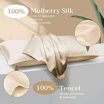 Silk Pillowcase 2 Pack for Hair and Skin - Luxury Sleep Solution